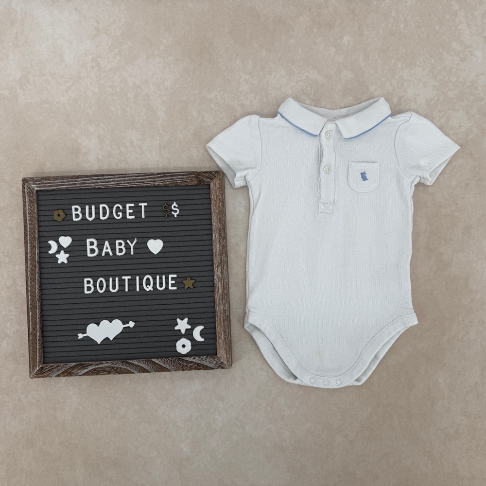 Janie and Jack White Bunny Polo Onesie